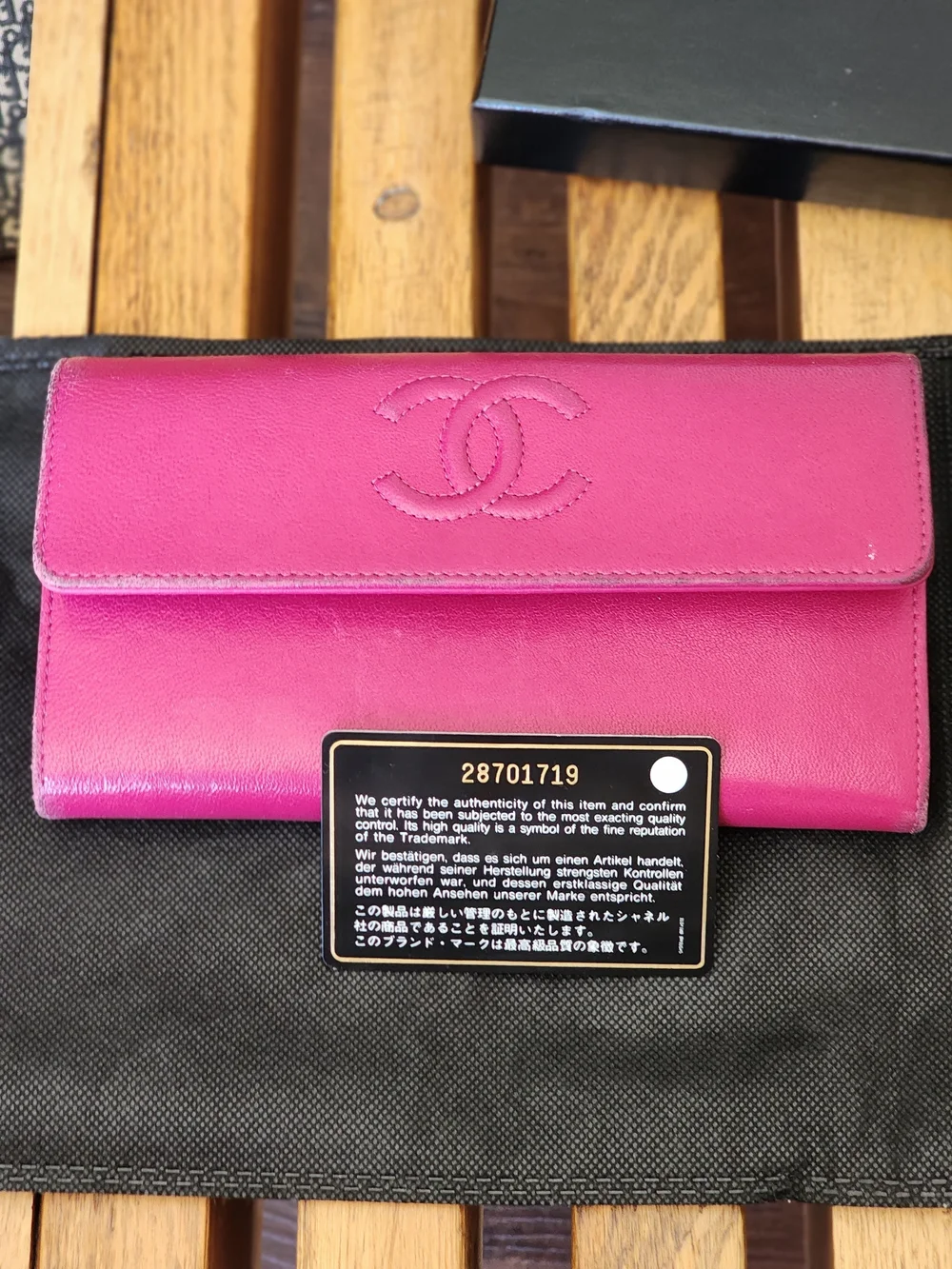 CHANEL CC Stich Leather Long Wallet
